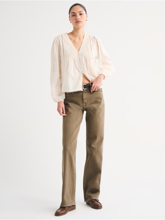 Abercrombie & Fitch Straight Leg Jeans In Olive Brown